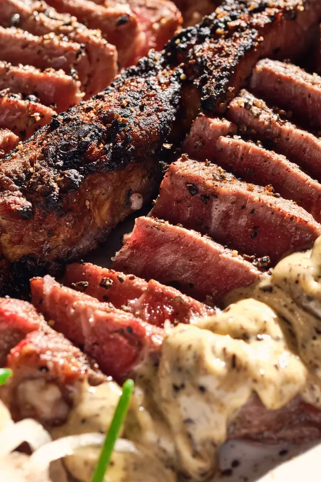 Sliced bone-in wagyu ribeye