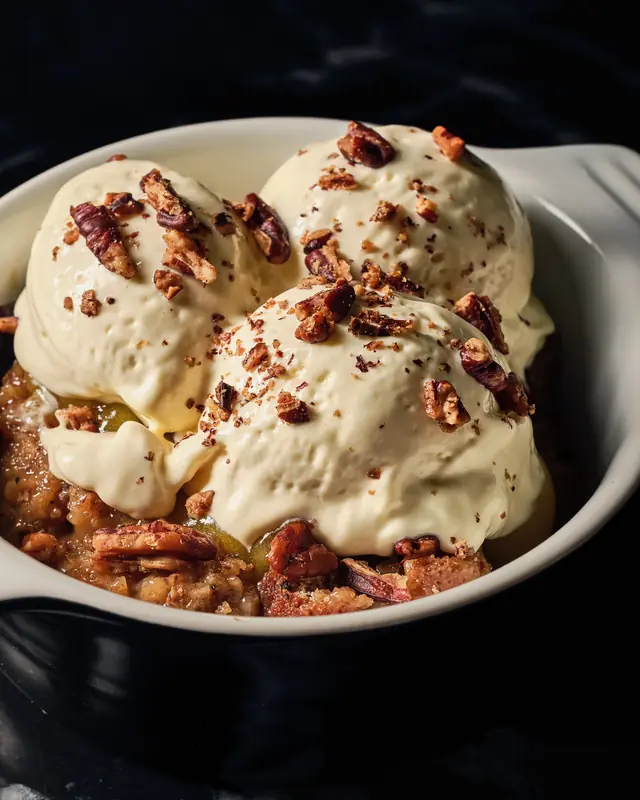 Sticky langka pudding with salted pecan